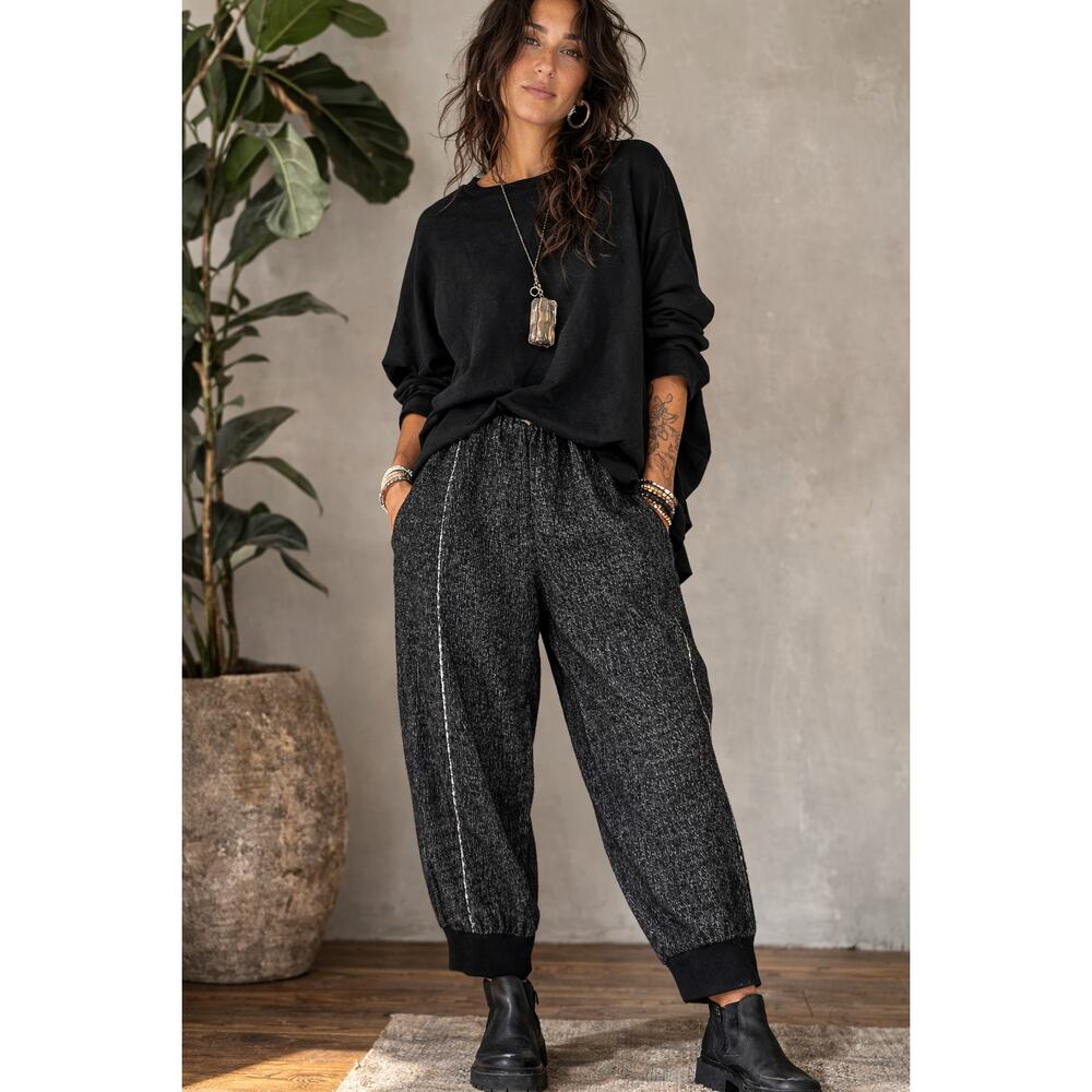 Boboutic Women’s Knit Pull On Pants Wide Leg Cropped Avant Garde Made in Italy M